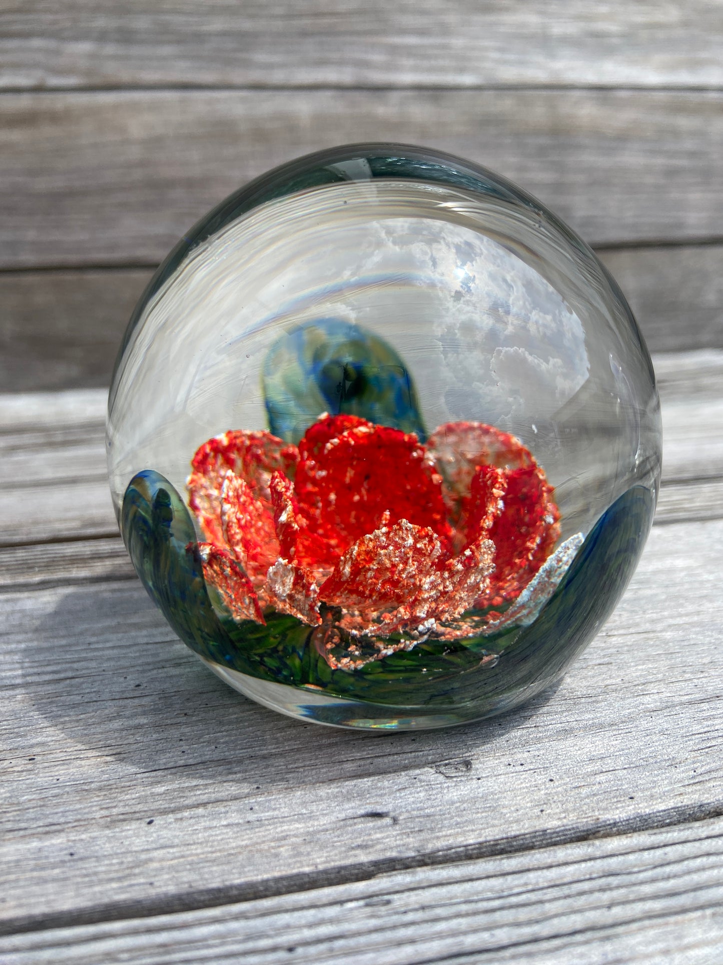 Cremation Rose Paperweight with Ashes