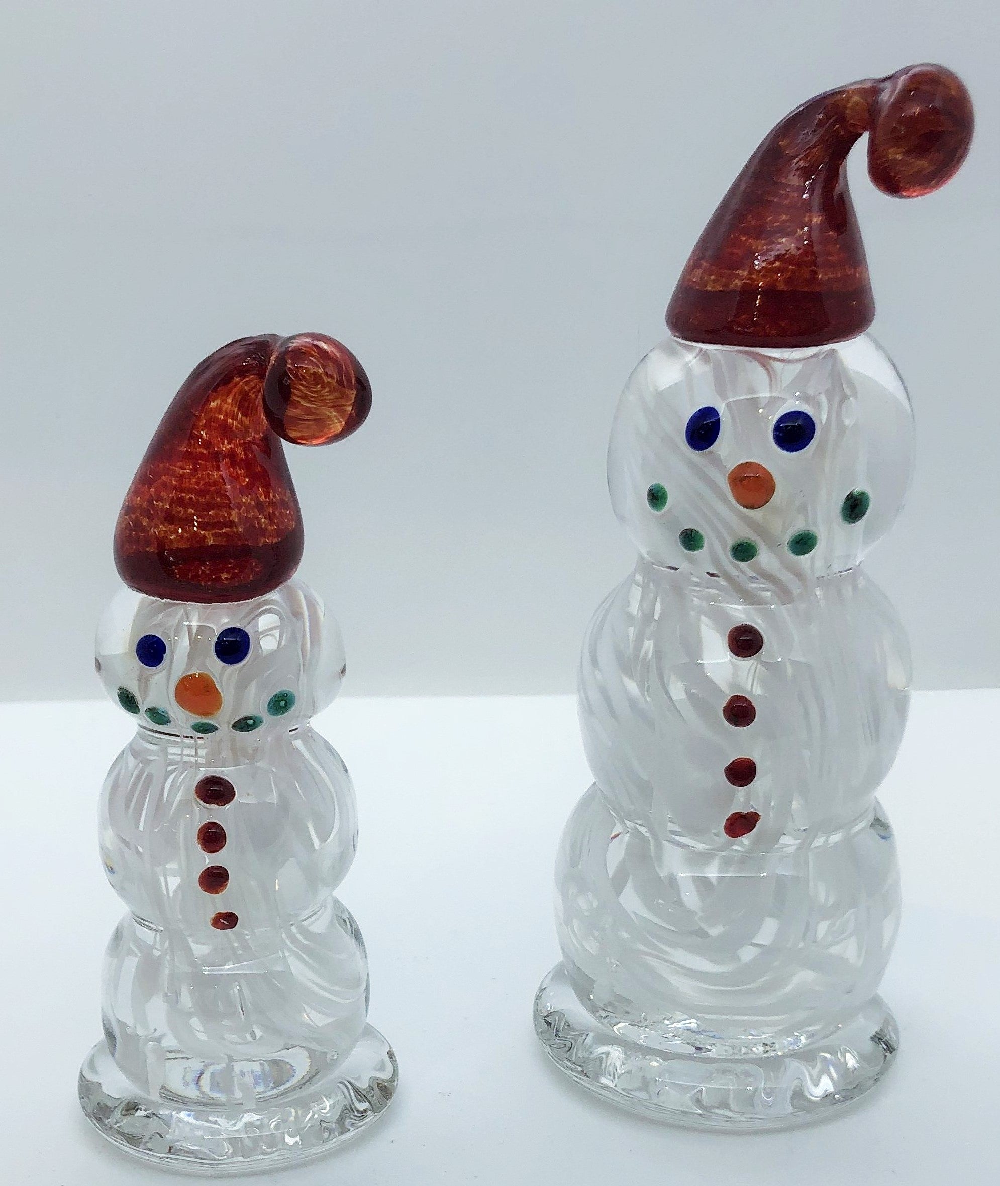 Blown Glass Snowmen Salt & Pepper Set